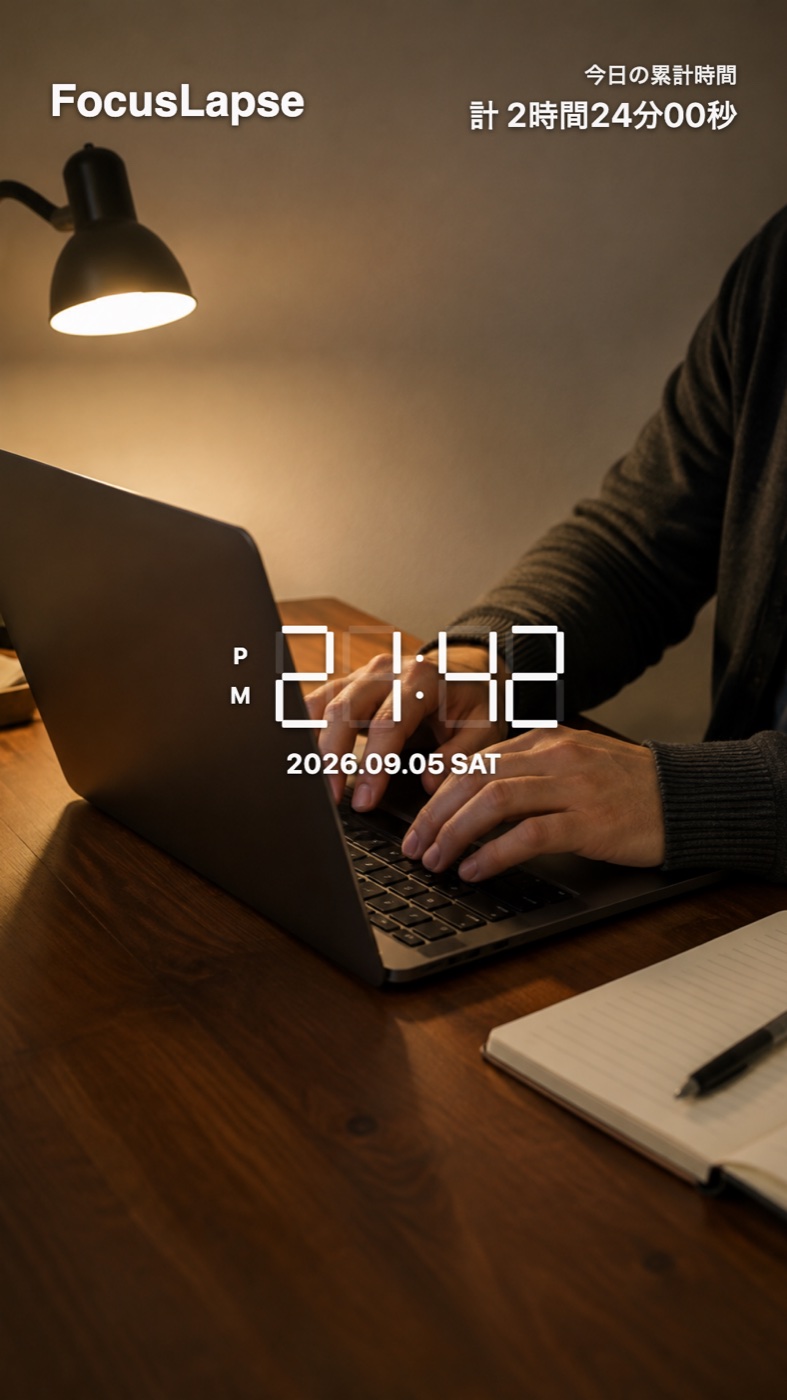 An evening laptop work session shown as a finished time-lapse